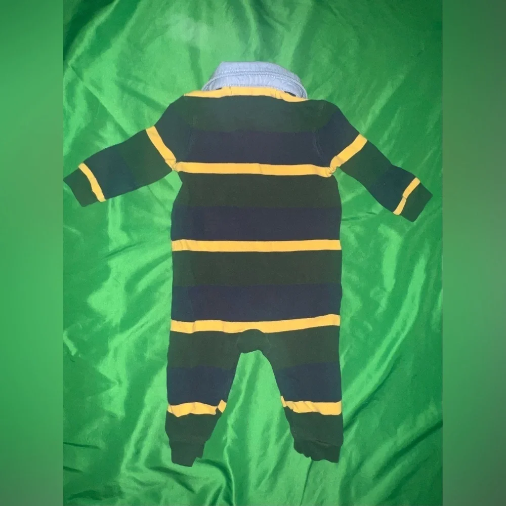 Ralph Lauren Navy and Yellow Striped Kids Footie size 6 Months